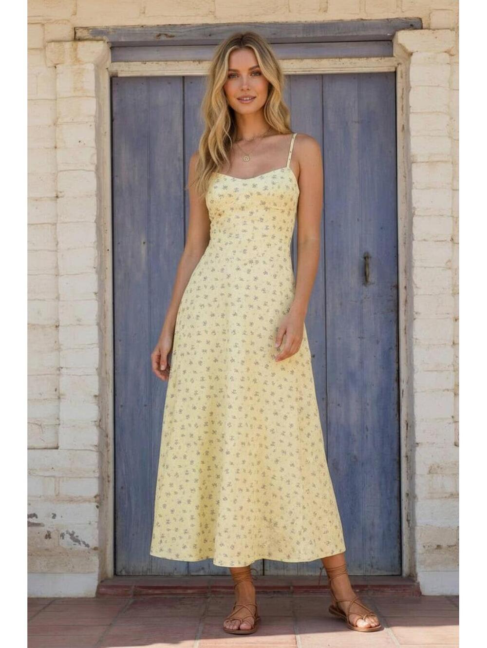 Klesis,  PRINTED TWILL PANELED A LINE MIDI DRESS